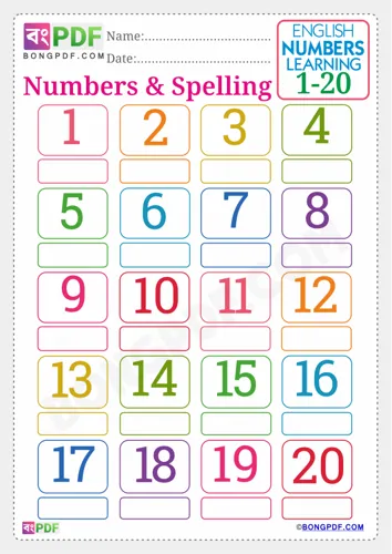 Free Learn English Numbers Spellings To Worksheet Download