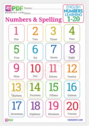 Free Learn English Numbers Spellings To Worksheet Download