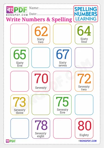 Free Learn English Numbers Spellings To Worksheet Download