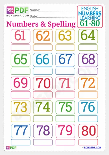 Free Learn English Numbers Spellings To Worksheet Download