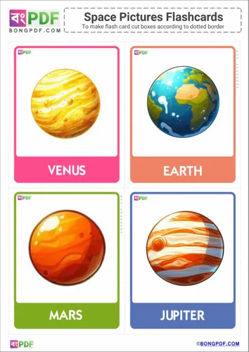 Free Learn English Space Pictures Flashcards Worksheet Download