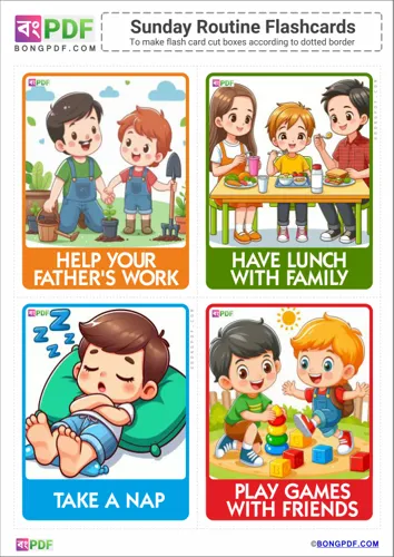 English sunday routine flashcards