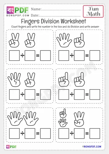 Free Learn Fingers Division Worksheet Download