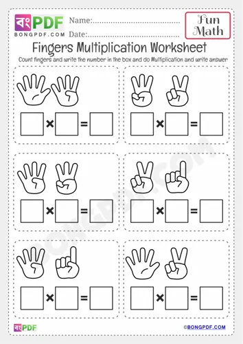 Free Learn Fingers Multiplication Worksheet Download