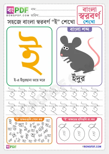 Free Learn Bengali Vowels Bengali Worksheet Download