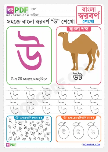 Free Learn Bengali Vowels Bengali Worksheet Download