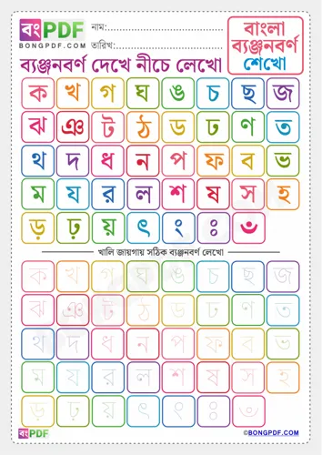 Free Learn Byanjonborno Bengali Worksheet Download