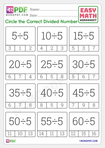 Free Learn English Division And Circle Answer Worksheet Download