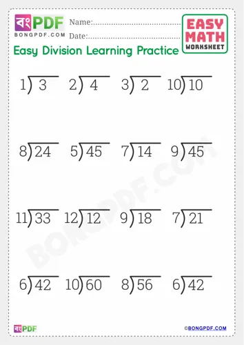 Free Learn English Division Worksheet Download