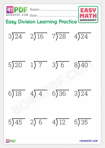 Free Learn English Division Worksheet Download