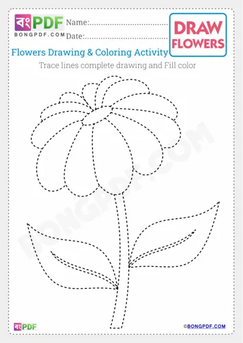 Free Learn Kids Flowers Drawing Worksheet Download
