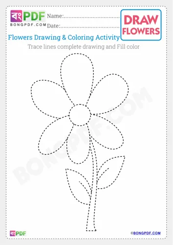 Free Learn Kids Flowers Drawing Worksheet Download
