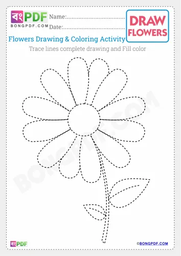 Free Learn Kids Flowers Drawing Worksheet Download