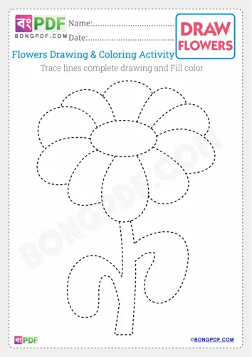 Free Learn Kids Flowers Drawing Worksheet Download