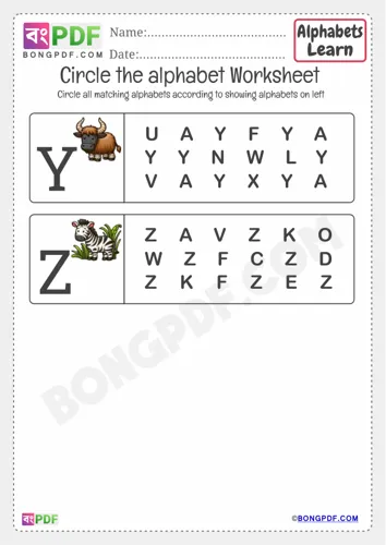 Free Learn Kindergarten Circle Capital Alphabet Worksheet Download