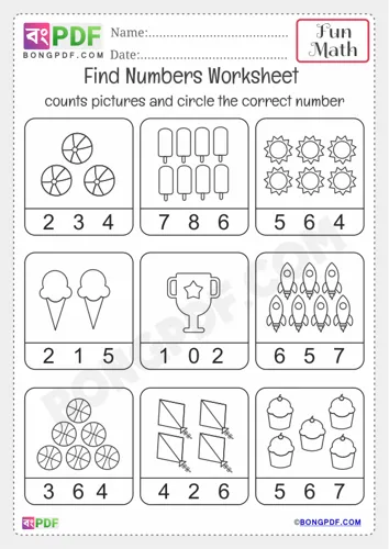 Free Learn Kindergarten Circle Correct Number Worksheet Download