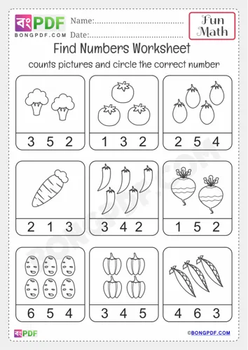 Kindergarten Circle Correct Number Worksheets