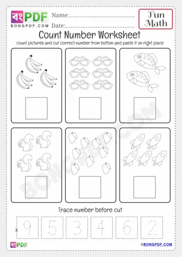 Kindergarten Count and Paste Numbers