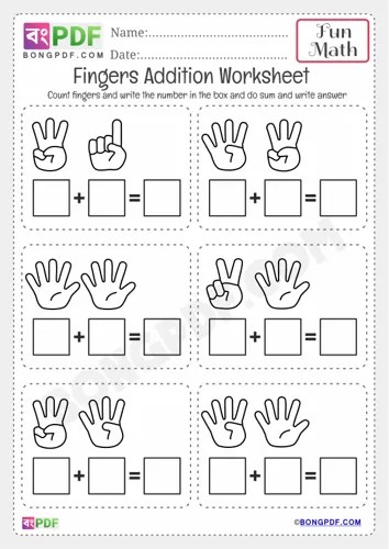 Kindergarten Fingers Addition