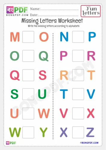 Kindergarten Missing Letters