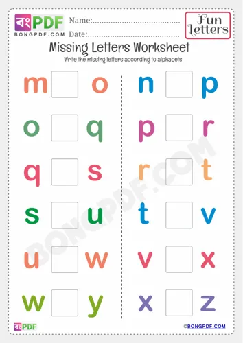 Kindergarten Missing Small Letters