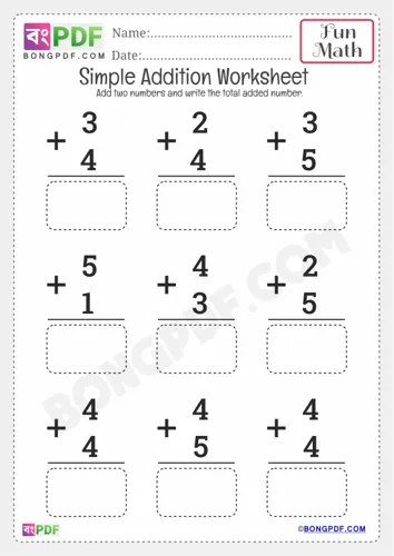 Free Learn Kindergarten Simple Addition Worksheet Download
