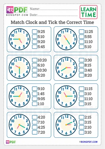 Match clock tick correct time english