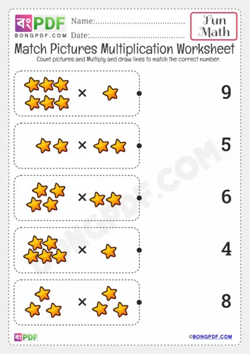 Free Learn Match Pictures Multiplication Worksheet Download