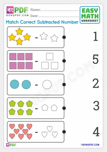 Match pictures subtraction english
