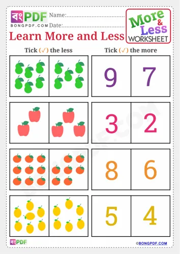 Free Learn More And Less English Worksheet Download