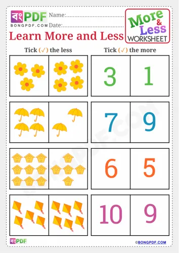 Free Learn More And Less English Worksheet Download