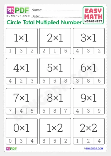 Multiply and circle answer english