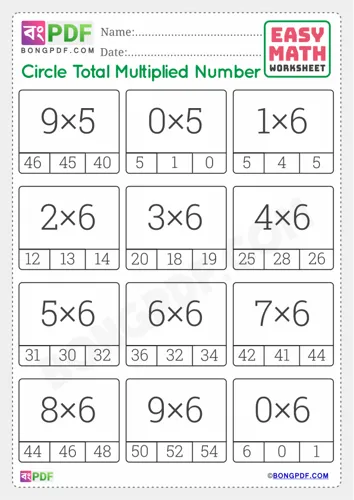 Free Learn Multiply And Circle Answer English Worksheet Download