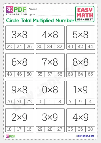 Free Learn Multiply And Circle Answer English Worksheet Download