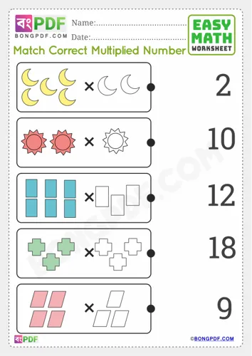 Free Learn Multiply And Match Pictures Multiplication English Worksheet Download