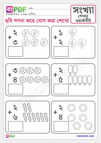 Pictures Addition Bengali Numbers