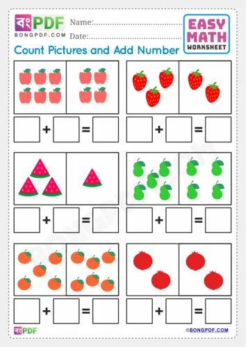 Free Learn Pictures Addition English Worksheet Download