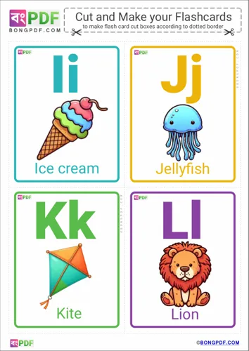 Free Learn Pictures Alphabets Flashcards Worksheet Download