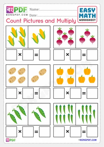 Free Learn Pictures Multiplication English Worksheet Download
