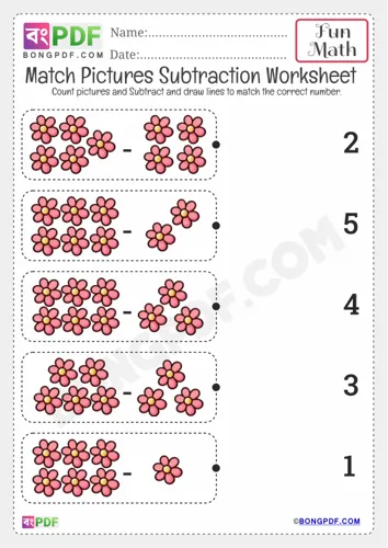 Free Learn Pictures Subtraction Worksheet Download