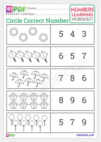 Free Learn Preschool Count And Circle Numbers Worksheet Download