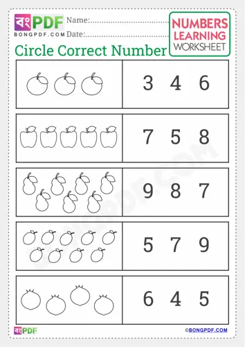Preschool Count and Circle Numbers Worksheets