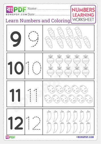 Free Learn Preschool English Numbers Worksheet Download