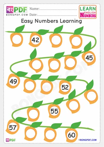 Free Learn Preschool Mango Number English Worksheet Download
