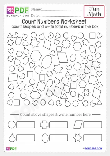 Free Learn Shapes Count Kindergarten Worksheet Download