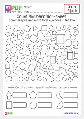 Free Learn Shapes Count Kindergarten Worksheet Download