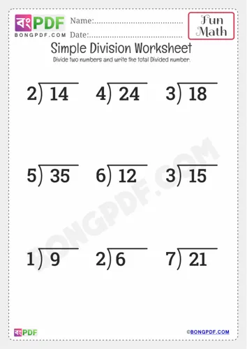 Free Learn Simple Division Worksheet Download