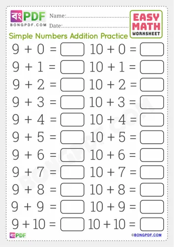 Free Learn Simple English Addition Worksheet Download
