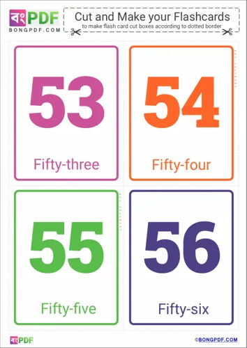Free Learn Simple English Numbers Flashcards Worksheet Download