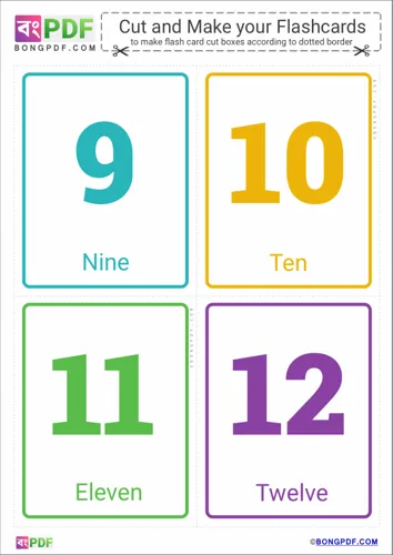 Free Learn Simple English Numbers Flashcards Worksheet Download